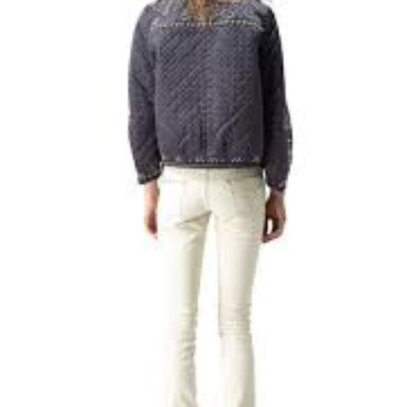 Isabel Marant Embroidered Studded Skinny Low Rise Cream Jeans 38 - Picture 3 of 14